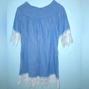 Mlle Gabrielle Chambray Crochet Dress